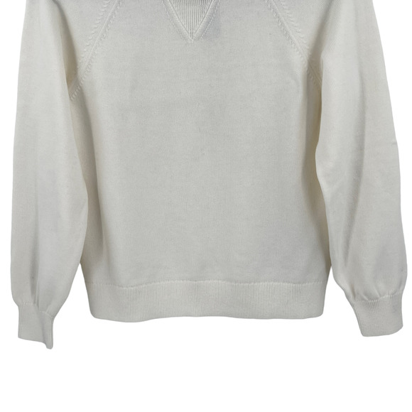 J. Crew Cotton Cashmere Pullover Sweatshirt in Ivory AY829 - Picture 3 of 10